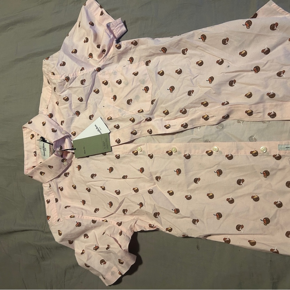 Pink Button-Up Shirt with Pattern
